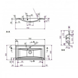 Тумба підвісна Fancy Marble Rodos 69х34, 2 см з раковиною Elina 700 МДФ сірий Rodos 70С