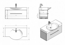 Тумба підвісна Fancy Marble Sumatra-1 98х40 см з раковиною Carme 980 шпон дуба SUM1-980Nш