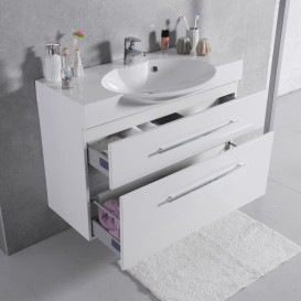 Тумба підвісна Fancy Marble Sumatra-2 80,7х55, 8 см з раковиною Carme 800 МДФ білий 11708012200