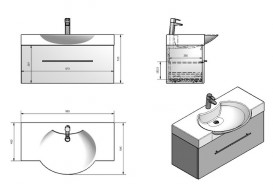 Тумба подвесная Fancy Marble Sumatra-2 97,2х39,6 см с раковиной Carme 980 шпон дуба SUM2-980Nш