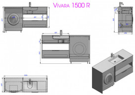 Тумба подвесная Fancy Marble Vivara 149,4х49,7 правая см с раковиной Lauretta 1500R МДФ белый 12015012201