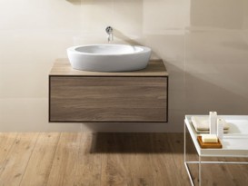 Тумба підвісна Hatria Sliding wood system 100 з отвором в центрі дерево горіх YXTA92