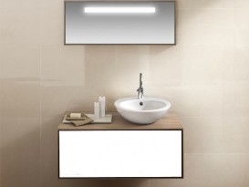 Тумба подвесная Hatria Sliding wood system 100 с отверстием справа (cut 3) дерево орех/белый глянец YXWB92