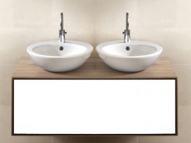 Тумба підвісна Hatria Sliding wood system 120 з двома отворами (cut 4) дерево горіх / білий глянець YXWH92