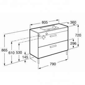Тумба подвесная из ДСП с раковиной Roca Debba 80 см белый глянцевый A855907806
