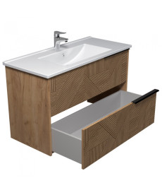 Тумба підвісна Мийдодир Cubic 100-A з раковиною Creavit Su-100 ДСП дуб підсмажений 00-0008642