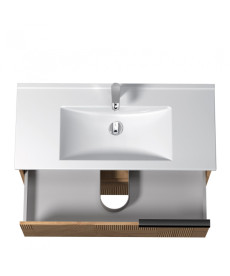 Тумба підвісна Мийдодир Cubic 100-A з раковиною Creavit Su-100 ДСП дуб підсмажений 00-0008642