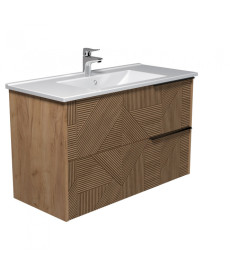 Тумба подвесная Мойдодыр Cubic 100-A с раковиной Creavit Su-100 ДСП дуб поджаренный 00-0008642