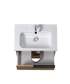 Тумба подвесная Мойдодыр Cubic 70-A с раковиной Creavit Ideal ДСП дуб поджаренный 00-0008640