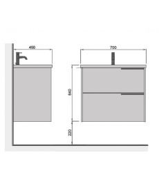 Тумба подвесная Мойдодыр Cubic 70-A с раковиной Creavit Ideal ДСП дуб поджаренный 00-0008640