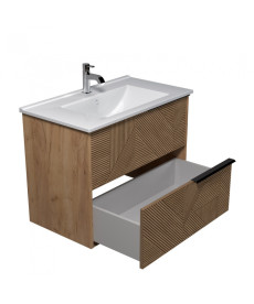 Тумба подвесная Мойдодыр Cubic 80-A с раковиной Creavit Su-80 ДСП дуб поджаренный 00-0008641