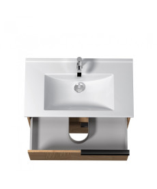 Тумба подвесная Мойдодыр Cubic 80-A с раковиной Creavit Su-80 ДСП дуб поджаренный 00-0008641