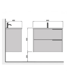 Тумба подвесная Мойдодыр Cubic 80-A с раковиной Creavit Su-80 ДСП дуб поджаренный 00-0008641