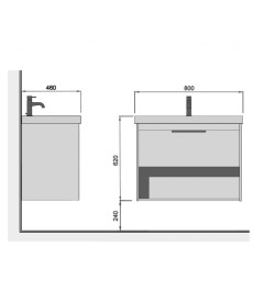 Тумба подвесная Мойдодыр Denver 80-A с раковиной Vivace ДСП дуб эвок 00-0008271