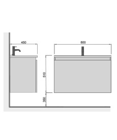Тумба підвісна Мийдодір Diamante 80-А з раковиною Su-80 МДФ беж бетон 00-0008601