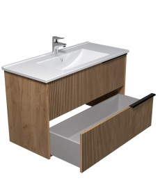 Тумба подвесная Мойдодыр Grace 100-A с раковиной Creavit Su-100 ДСП дуб поджаренный 00-0008600