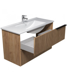 Тумба подвесная Мойдодыр Grace 100-A с раковиной Creavit Su-100 ДСП дуб поджаренный 00-0008600