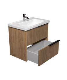 Тумба підвісна Мийдодір Grace 70-A з раковиною Creavit Ideal ДСП дуб підсмажений 00-0008598