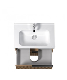 Тумба підвісна Мийдодір Grace 70-A з раковиною Creavit Ideal ДСП дуб підсмажений 00-0008598