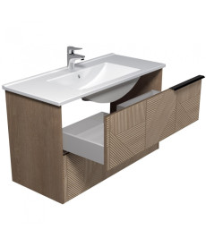 Тумба подвесная Мойдодыр Illusion 100-A с раковиной Creavit Su-100 ДСП дуб натуральный 00-0008595