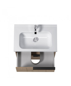 Тумба подвесная Мойдодыр Illusion 70-A с раковиной Creavit Ideal ДСП дуб натуральный 00-0008592