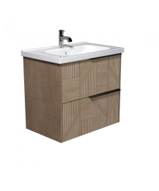 Тумба подвесная Мойдодыр Illusion 70-A с раковиной Creavit Ideal ДСП дуб натуральный 00-0008592