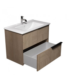 Тумба подвесная Мойдодыр Illusion 80-A с раковиной Creavit Su-80 ДСП дуб натуральный 00-0008594