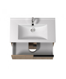 Тумба подвесная Мойдодыр Illusion 80-A с раковиной Creavit Su-80 ДСП дуб натуральный 00-0008594