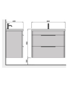 Тумба підвісна Мийдодір Iris 80-A з раковиною Fenova ДСП/МДФ білий глянець 00-0009282