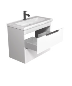 Тумба підвісна Мийдодір Iris 80-A з раковиною Fenova ДСП/МДФ білий глянець 00-0009282