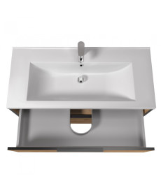 Тумба подвесная Мойдодыр Line Craft 100 с раковиной Cosmo ДСП дуб крафт 00-0008386