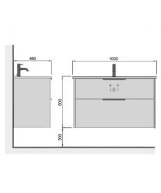 Тумба подвесная Мойдодыр Line Craft 100 с раковиной Cosmo ДСП дуб крафт 00-0008386