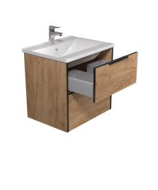 Тумба підвісна Мийдодір Line Craft 60 з раковиною Rodeo ДСП дуб крафт 00-0008075