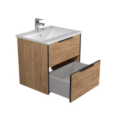 Тумба підвісна Мийдодір Line Craft 60 з раковиною Rodeo ДСП дуб крафт 00-0008075