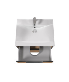 Тумба підвісна Мийдодір Line Craft 60 з раковиною Rodeo ДСП дуб крафт 00-0008075