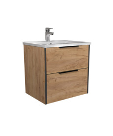 Тумба підвісна Мийдодір Line Craft 60 з раковиною Rodeo ДСП дуб крафт 00-0008075