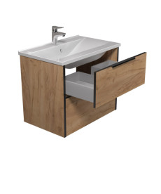 Тумба підвісна Мийдодір Line Craft 70 з раковиною Rodeo ДСП дуб крафт 00-0008076