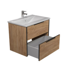 Тумба підвісна Мийдодір Line Craft 70 з раковиною Rodeo ДСП дуб крафт 00-0008076