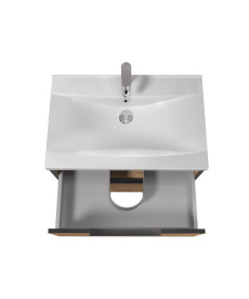 Тумба підвісна Мийдодір Line Craft 70 з раковиною Rodeo ДСП дуб крафт 00-0008076