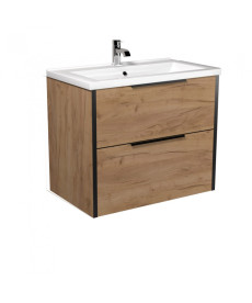 Тумба підвісна Мийдодир Line Craft 70 з раковиною Cosmo ДСП дуб крафт 00-0008540