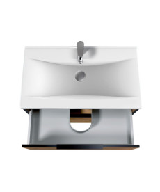 Тумба підвісна Мийдодір Line Craft 80 з раковиною Rodeo ДСП дуб крафт 00-0008077