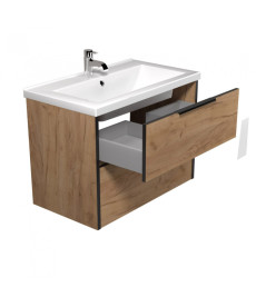 Тумба підвісна Мийдодир Line Craft 80 з раковиною Cosmo ДСП дуб крафт 00-0008541