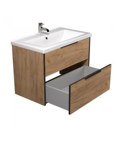 Тумба підвісна Мийдодир Line Craft 80 з раковиною Cosmo ДСП дуб крафт 00-0008541