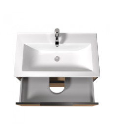 Тумба підвісна Мийдодир Line Craft 80 з раковиною Cosmo ДСП дуб крафт 00-0008541