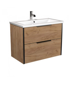 Тумба підвісна Мийдодир Line Craft 80 з раковиною Cosmo ДСП дуб крафт 00-0008541