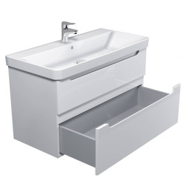 Тумба подвесная Мойдодыр Malaga 100-A с раковиной Vivace ДСП/МДФ белый глянец 00-0009185