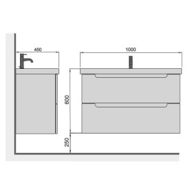 Тумба подвесная Мойдодыр Malaga 100-A с раковиной Vivace ДСП/МДФ белый глянец 00-0009185