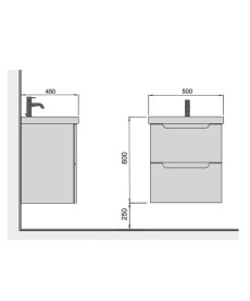 Тумба подвесная Мойдодыр Malaga 50-A с раковиной Vivace ДСП/МДФ белый глянец 00-0009158