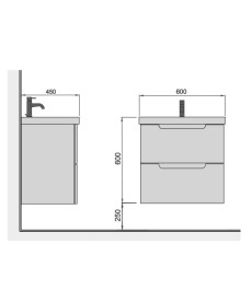 Тумба підвісна Мийдодир Malaga 60-A з раковиною Vivace ДСП/МДФ білий глянець 00-0009159