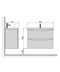 Тумба підвісна Мийдодир Malaga 80-A з раковиною Vivace ДСП/МДФ білий глянець 00-0009161